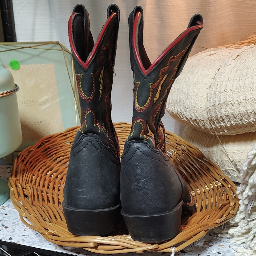 Dan Post Kids Western Boots - Black and Red with Yellow Accents - Picture 8 of 16